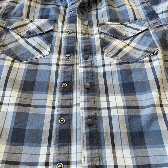 5.11 Tactical Plaid Snap Button Long Sleeve Shirt, Mens size Small. Blue - Picture 4 of 11